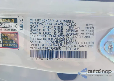2023 Acura Rdx A-Spec Package from USA, damaged, VIN 5J8TC1H67PL005533